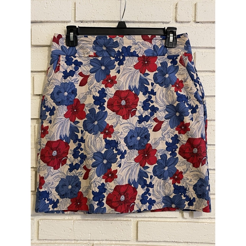 Talbots Skirt Womens Size 6 Petite Floral Casual Straight Summer Walking Stretch
